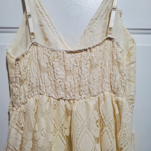 Beautiful Lace High Low Boho Summer Dress Size M Cream - Picture 8 of 11